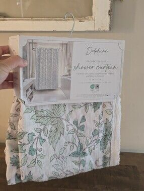 Delphine Shower Curtain Floral Cotton Gauze Fabric